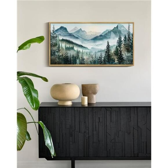 Vintage Mountain Landscape Wall Art Set Rustic Nature Framed Decor 8x16 - Picture 4 of 7